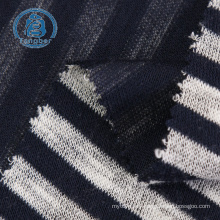 High quality striped design black yarn polyester cotton blend hacci fabric for sweater